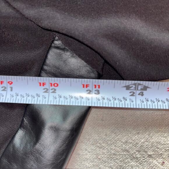 CHAPS Black Faux Wrap Midi Knit Dress with "Leather" sides - Picture 6 of 12